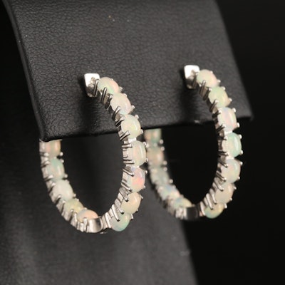 Sterling Opal Inside-Out Hoop Earrings