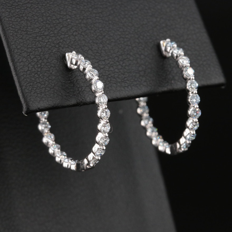 14K 1.00 CTW Lab Grown Diamond Inside-Out Hoop Earrings with IGI Report