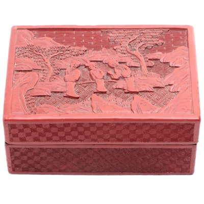 Chinese Carved Faux Cinnabar Lacquer Box