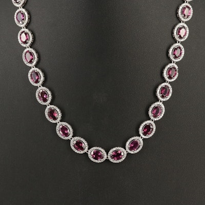 Sterling Garnet and Cubic Zirconia Necklace