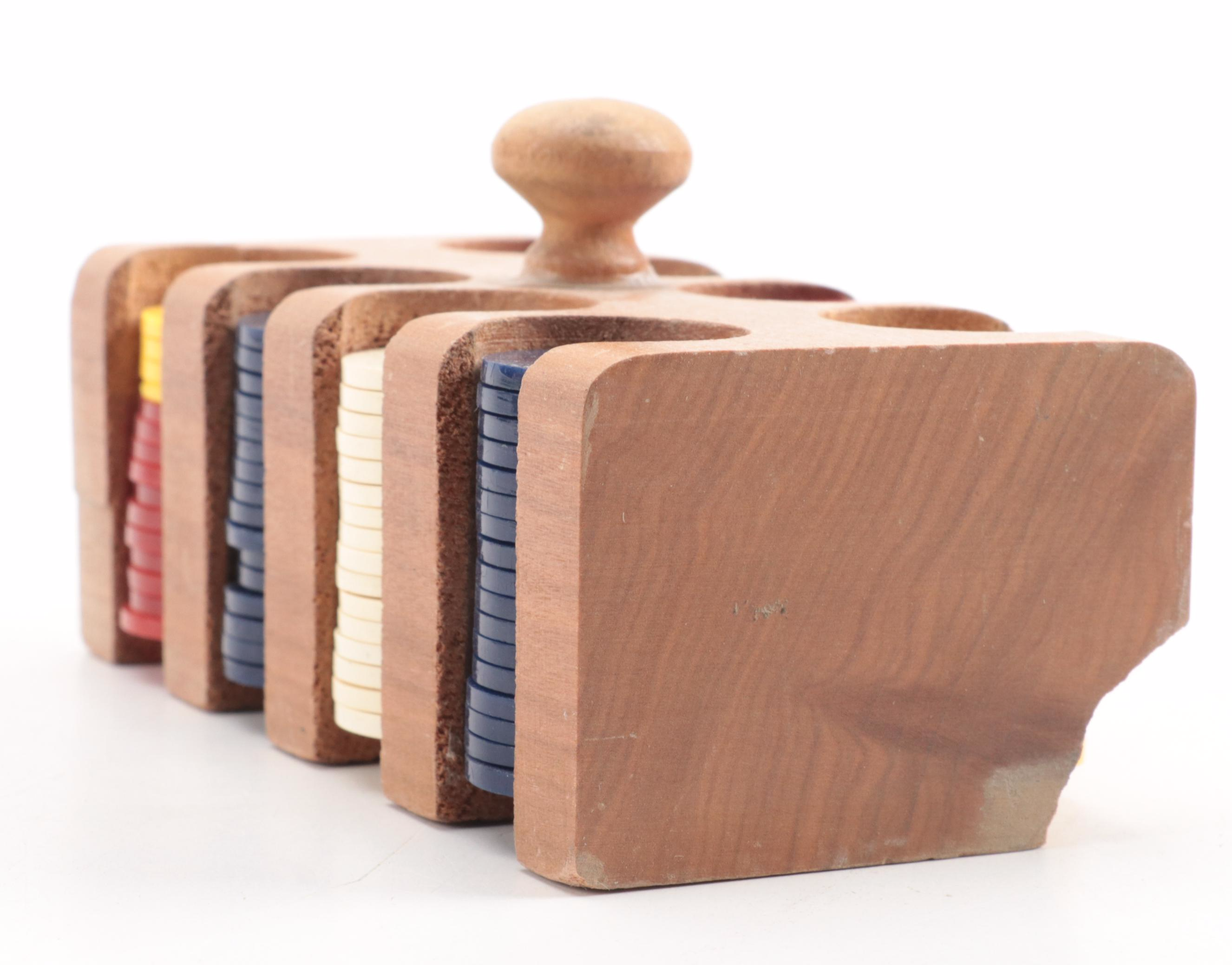 Kohls Poker Set with Caddy and Wooden Miniature Set EBTH