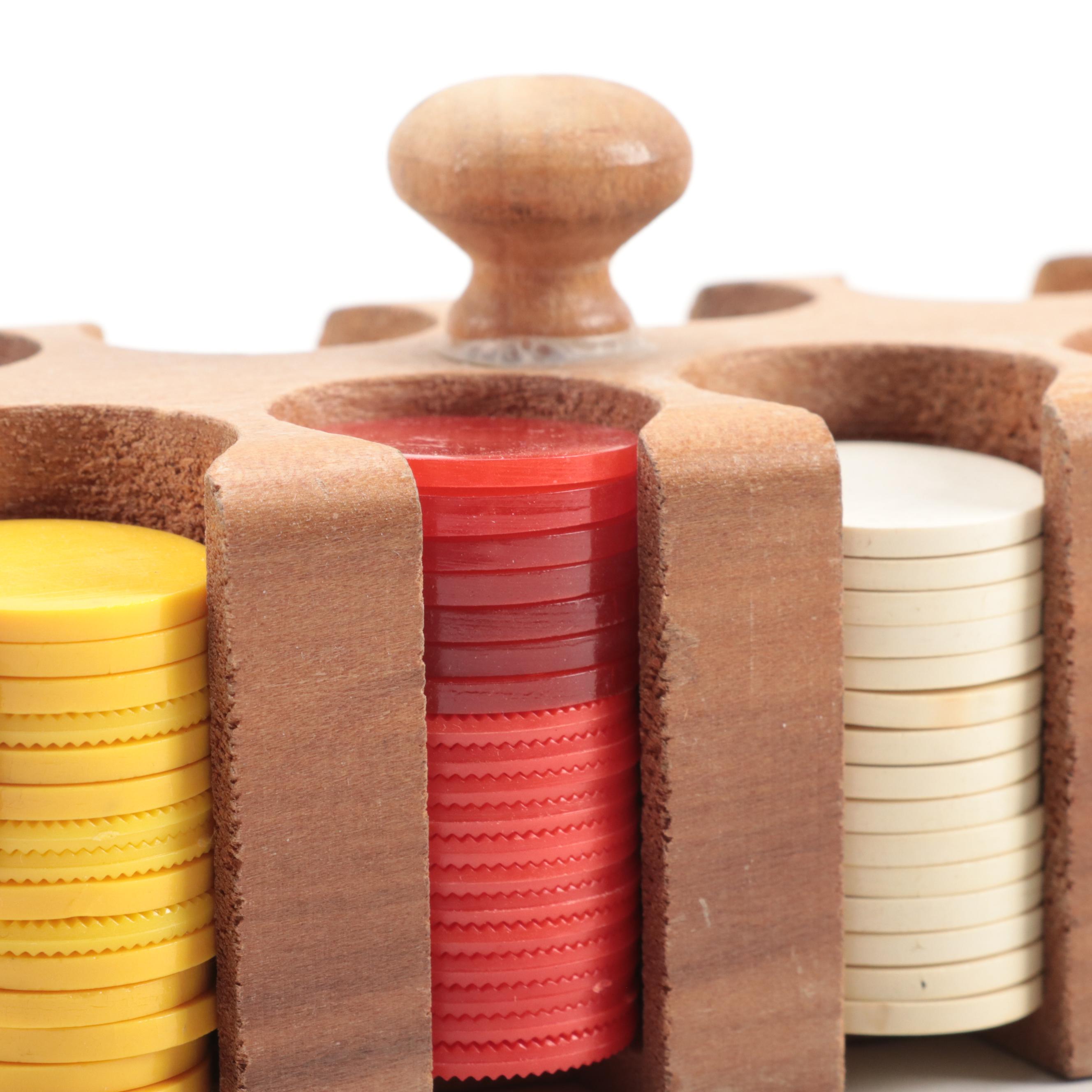 Kohls Poker Set with Caddy and Wooden Miniature Set EBTH