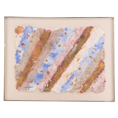 Michael Verlangieri Abstract Mixed Media Composition "Stripes," 1980