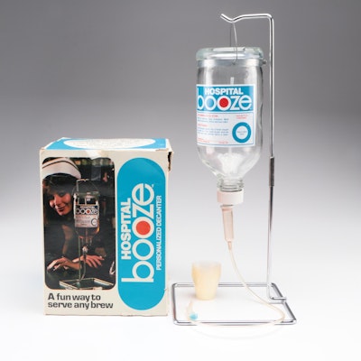 Neo-Art Inc. Hospital Booze Personalized Glass Liquor Decanter, 1970s