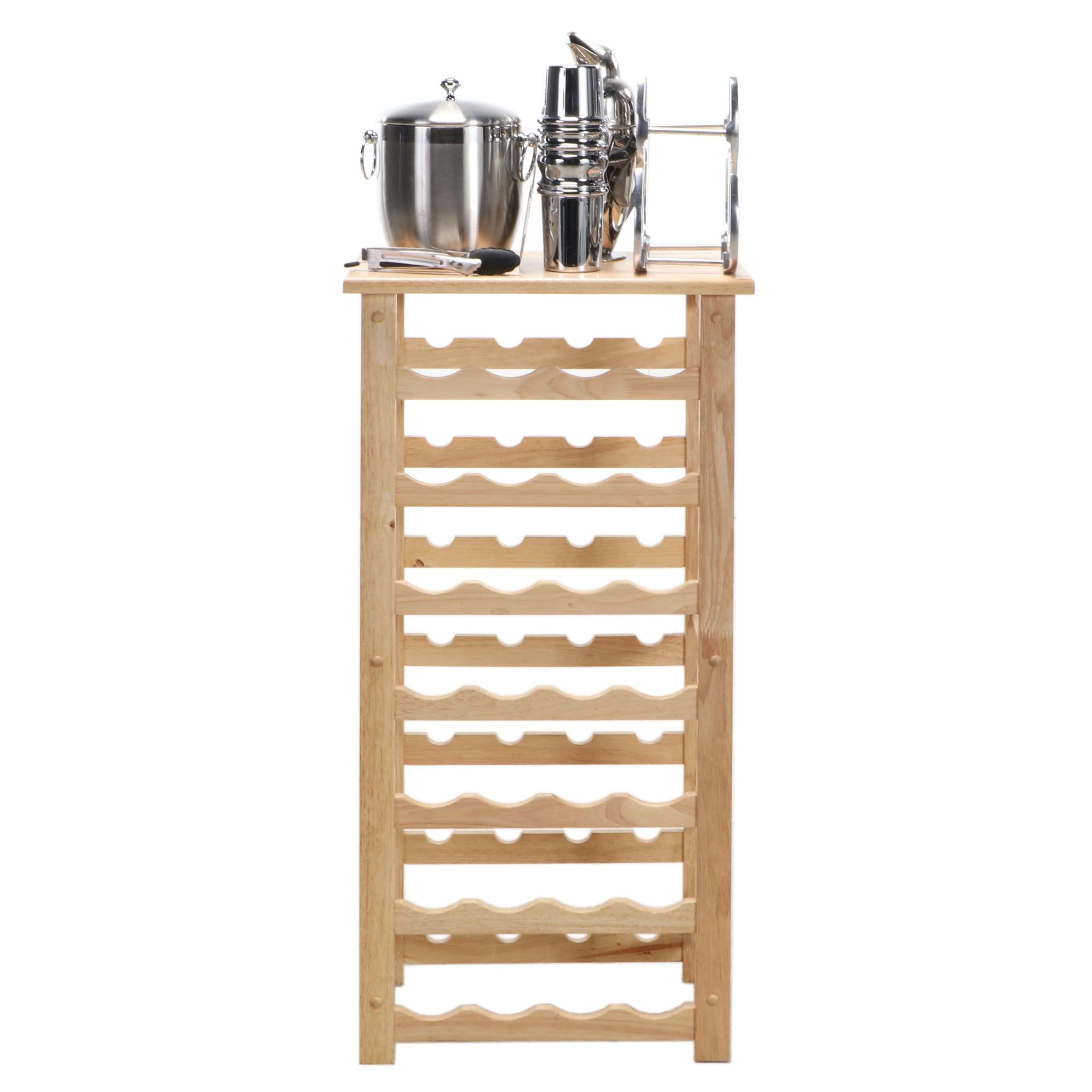 Wine Rack with Bar Tool Collection Including OGGI Penguin Form Cocktail ...