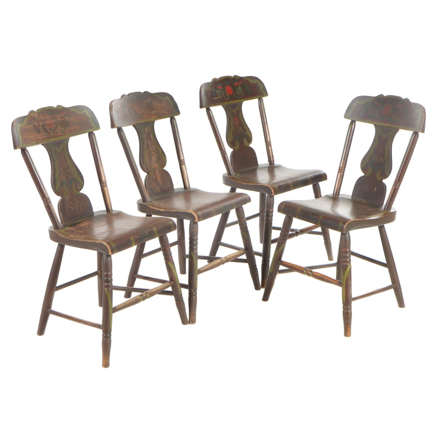 Four American Paint-Decorated "Fancy" Side Chairs, 19th Century