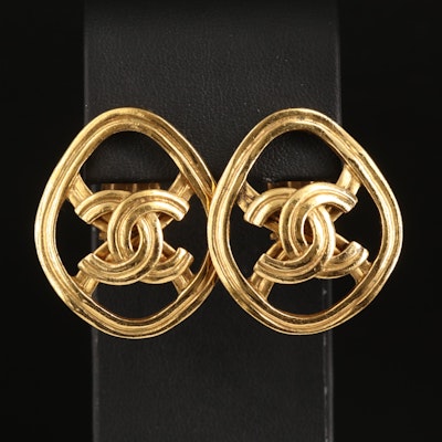 Chanel Large Rhombus Logo Earrings