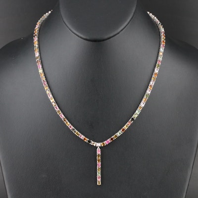 Sterling Tourmaline Y Necklace