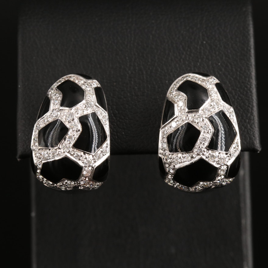 Roberto Coin 18K Diamond and Enamel Earrings