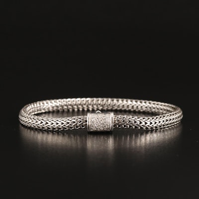 John Hardy "Classic Chain" Sterling Diamond Bracelet with 18K Accent