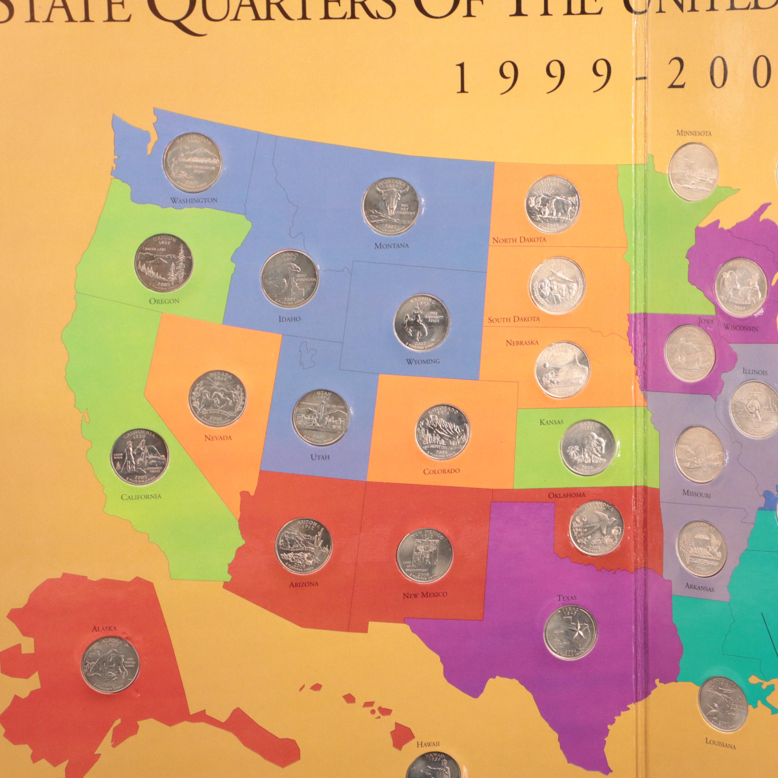 U.S. 1973 Year Set and a Complete State Quarters Map with all 50 State