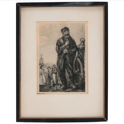 Figural Rotogravure of a Family, Late 20th Century