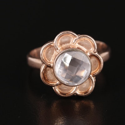 Rose Quartz Floral Ring