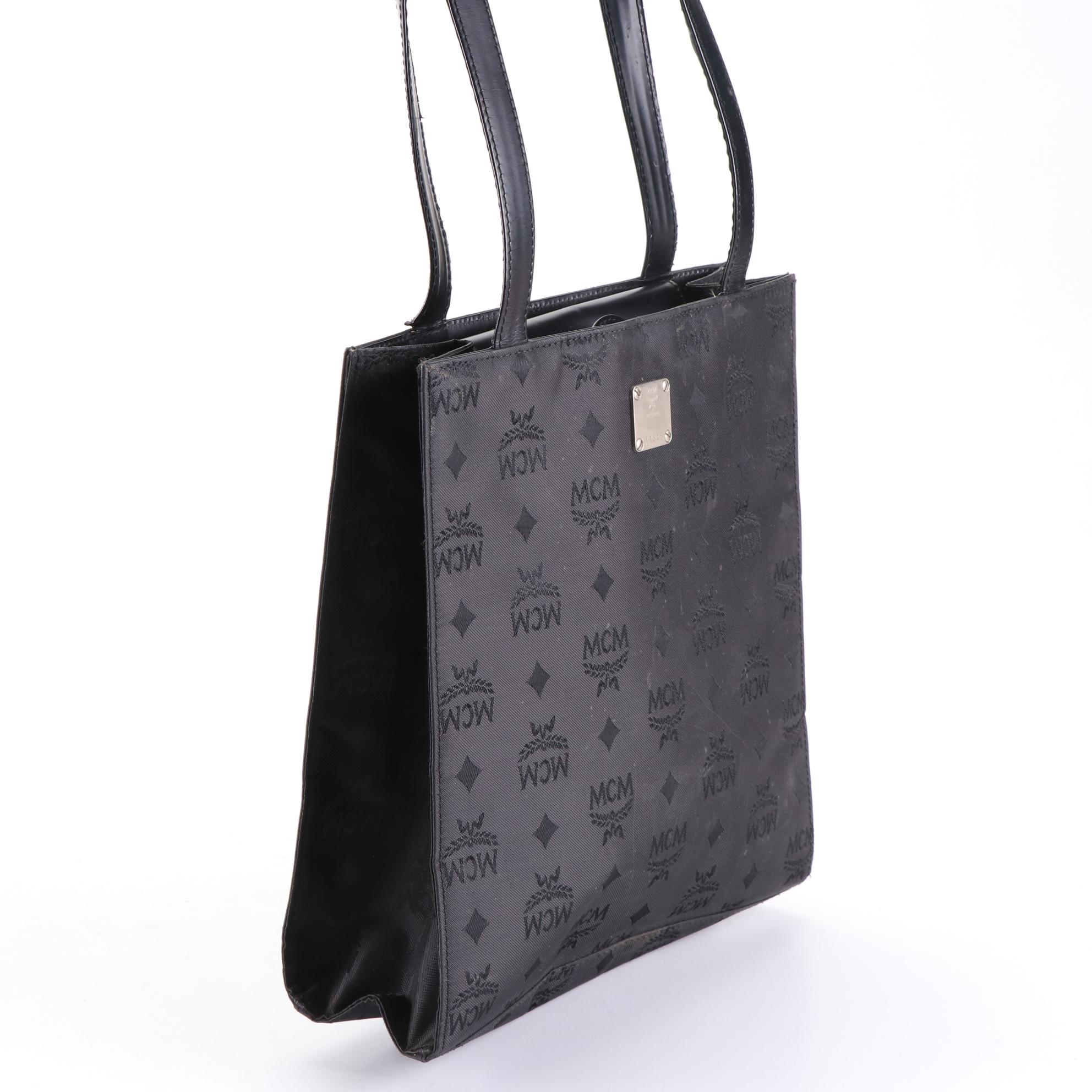 MCM Shoulder Bag in Black Visetos Nylon and Leather EBTH