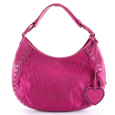 Christian Dior Heart Charm Hobo Bag in Oblique Jacquard and Leather