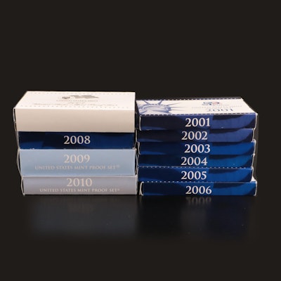 Ten Different U.S. Mint Proof Sets, 2001–2010