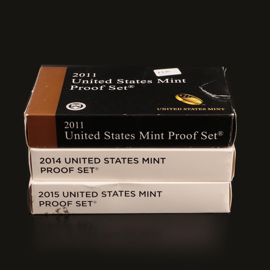 2011, 2014, and 2015 U.S. Mint Proof Sets