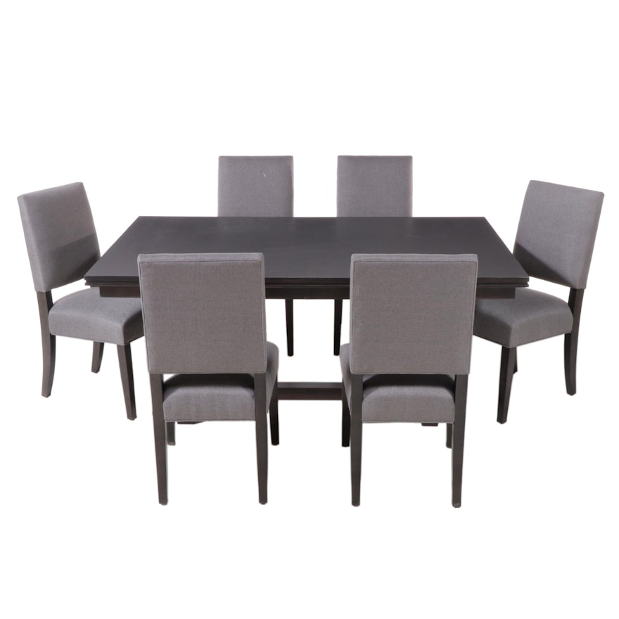 Trailway "Soho" Maple Dining Table Plus Six Arhaus Upholstered Side Chairs