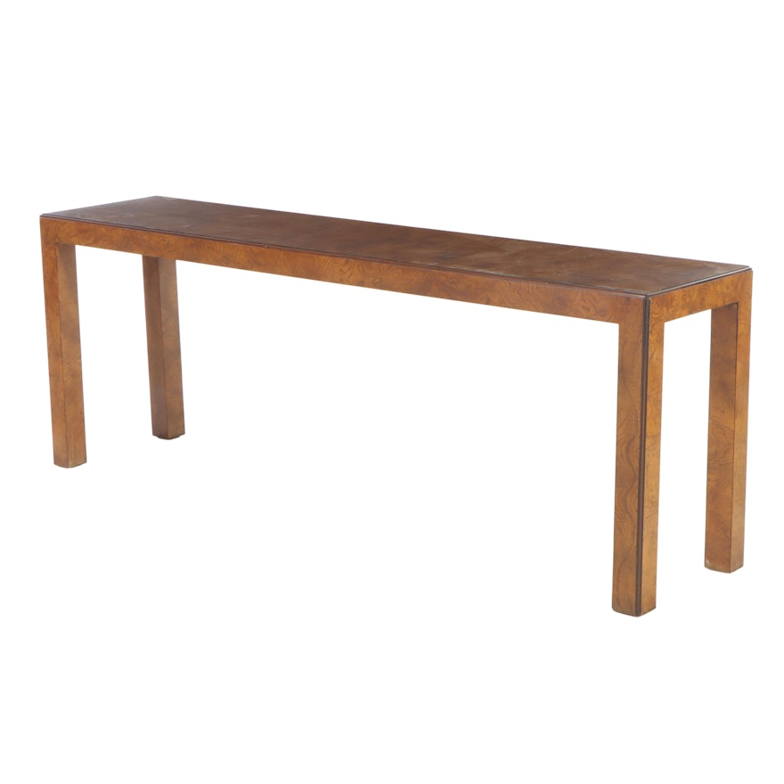 John Widdicomb Olive Ash Burl Parson's Style Sofa Table