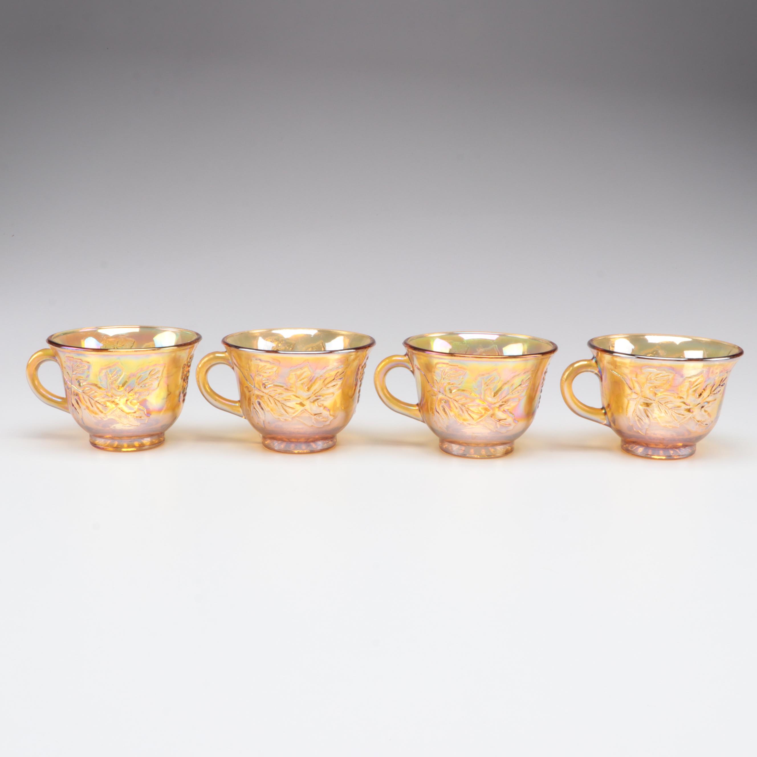 Indiana Glass "Princess Gold Carnival" Punch Bowl, Cups, Hooks and Ladle EBTH