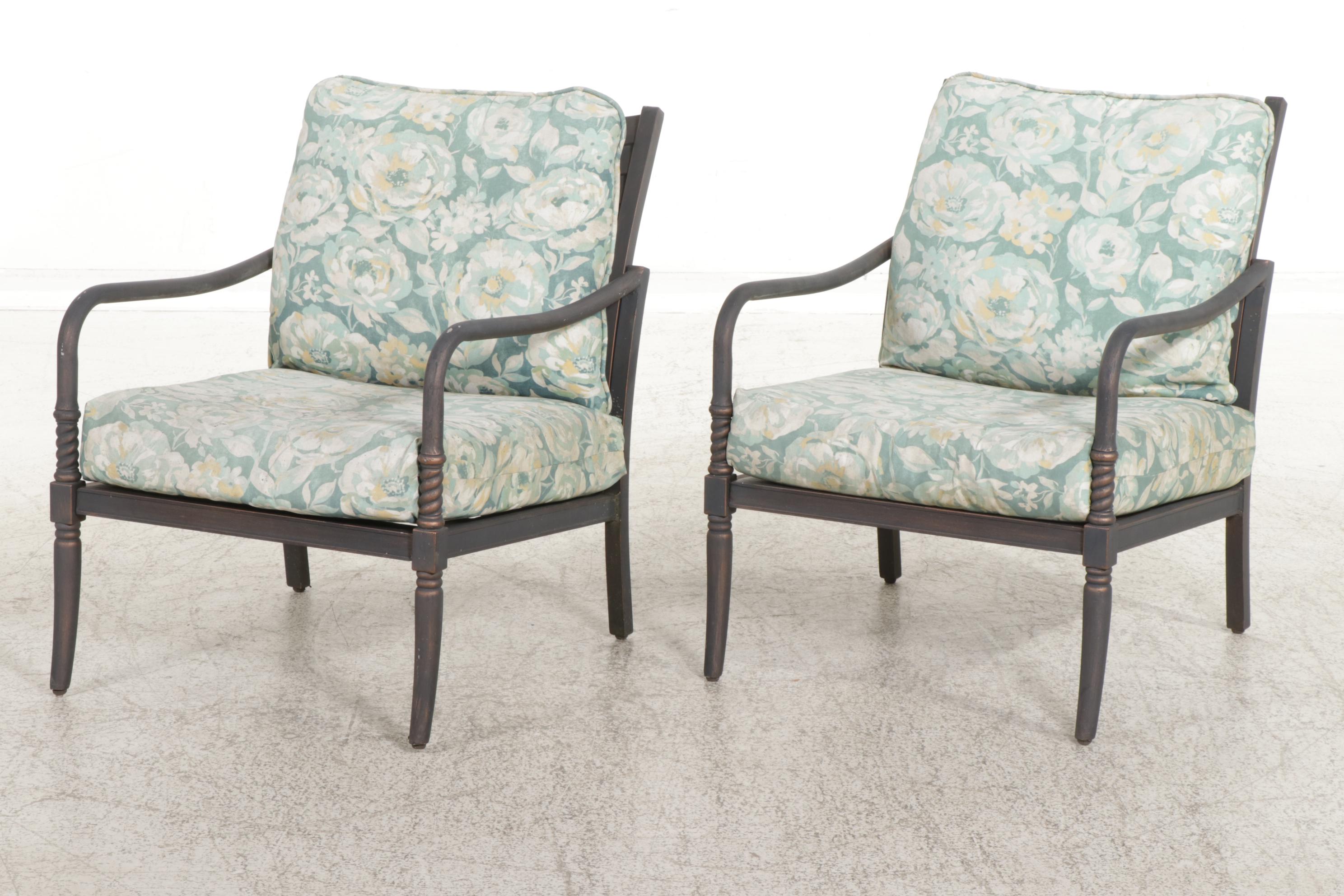 Pair of Hampton Bay Metal Frame Patio Chairs with Side Table EBTH