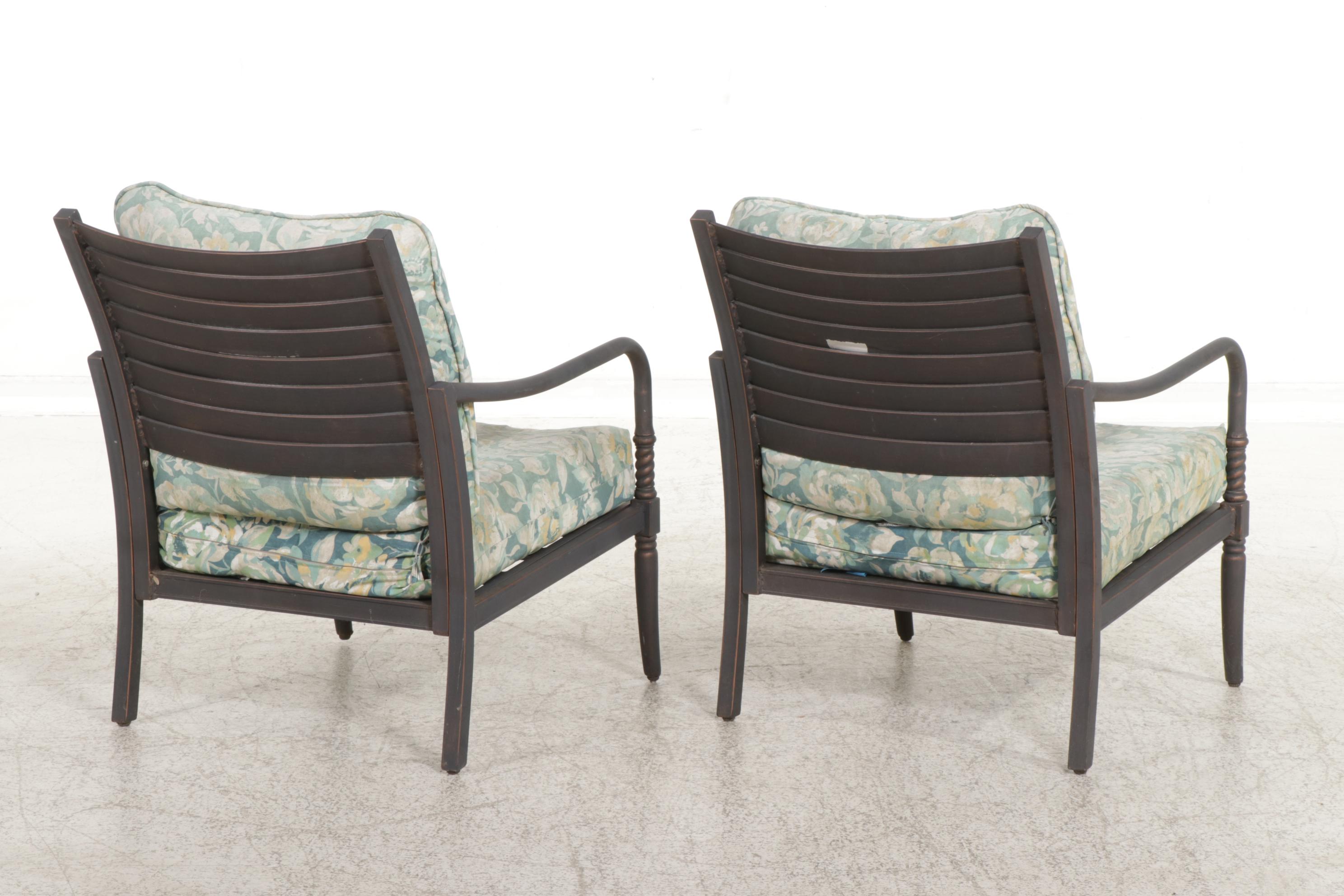 Pair of Hampton Bay Metal Frame Patio Chairs with Side Table EBTH