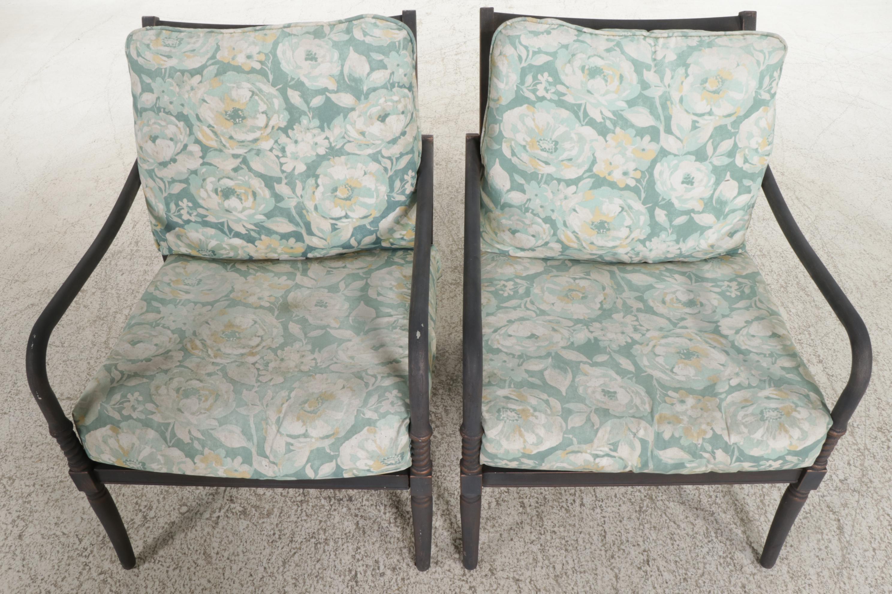 Pair of Hampton Bay Metal Frame Patio Chairs with Side Table EBTH