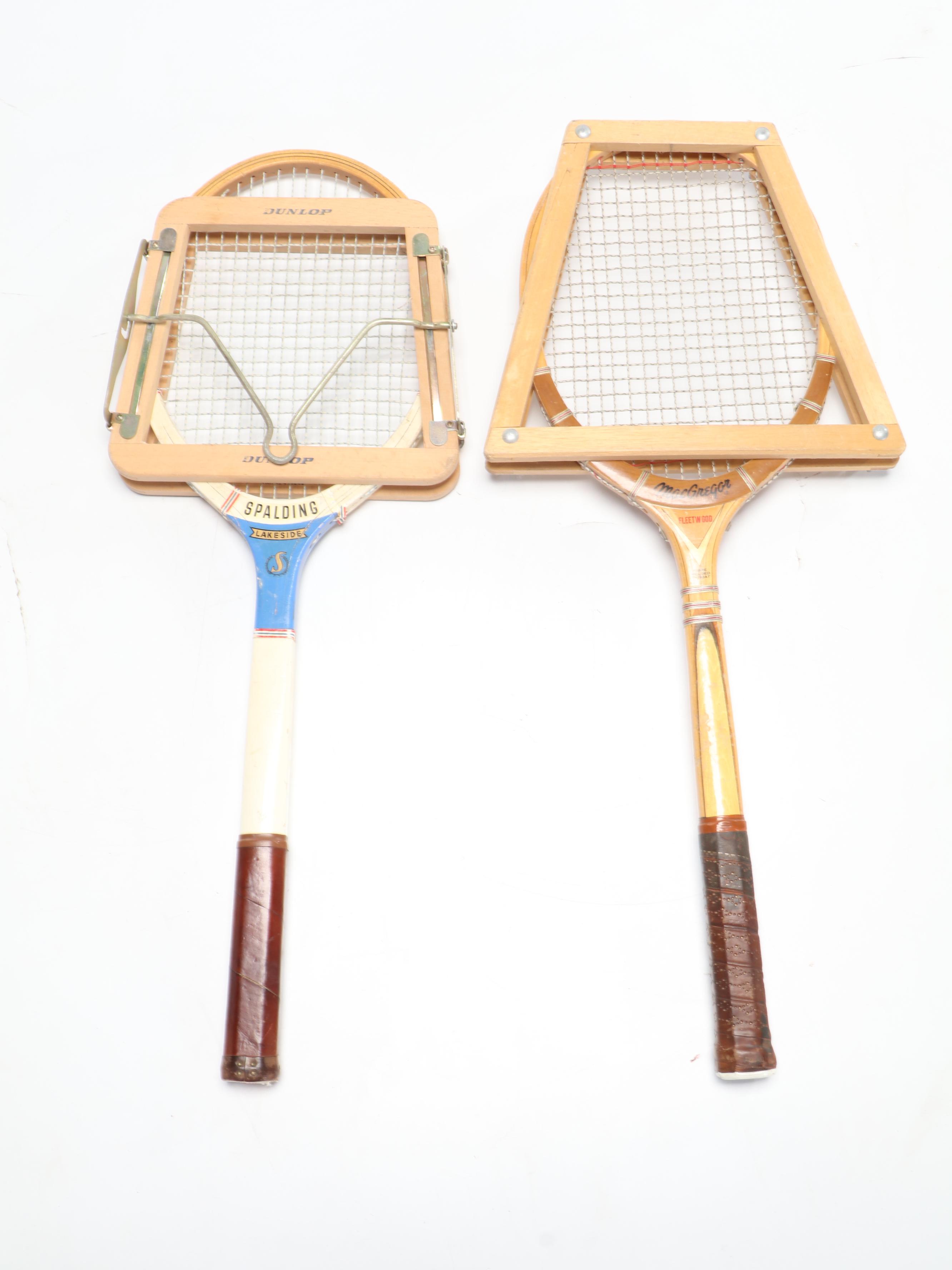 Spalding, Wilson and More Wooden Tennis Racquets With Wooden Brackets ...