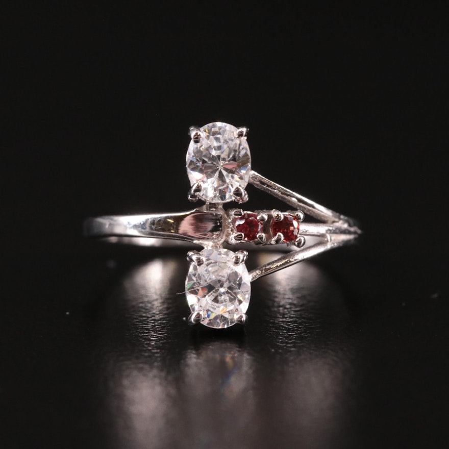 Sterling Cubic Zirconia and Garnet Ring