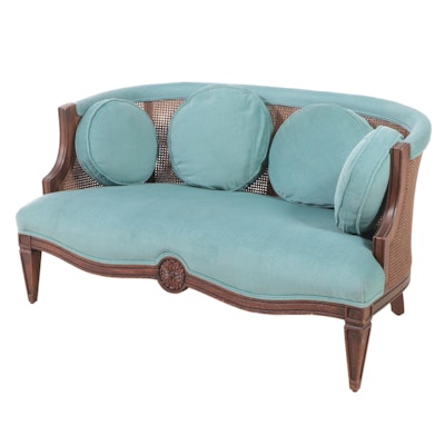 Directoire Style Ash and Custom-Upholstered Settee, Mid to Late 20th Century