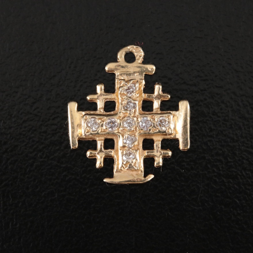 Jerusalem 14K 0.14 CTW Diamond Cross Pendant