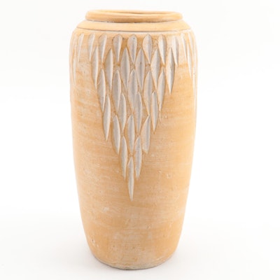 Studio Etched Art Pottery Vase