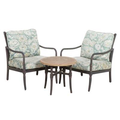Pair of Hampton Bay Metal Frame Patio Chairs with Side Table