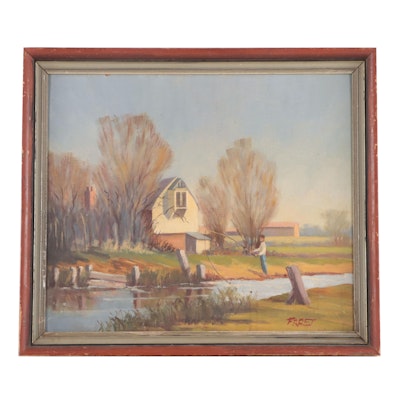 W. Frost English Countryside Landscape "Barne's Mill"
