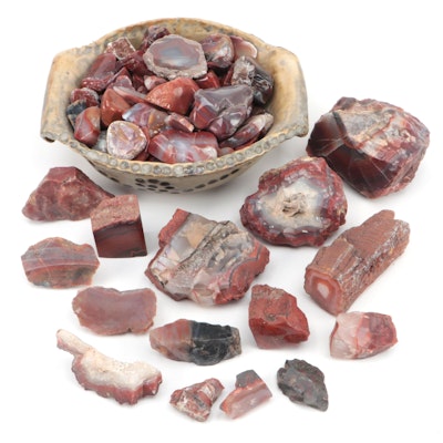 Polished Carnelian Agate, Chalcedony and Other Mineral Specimens