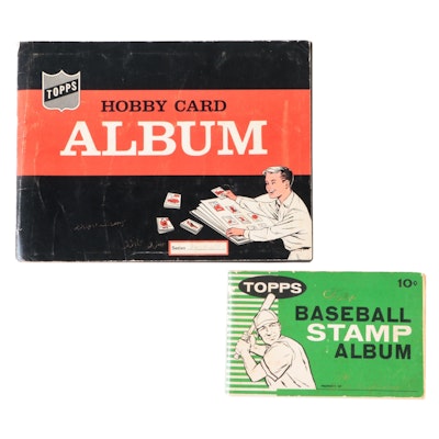 Topps Baseball Stamps and Hobby Card Albums with Mays, Aaron, More, 1960s–1970s