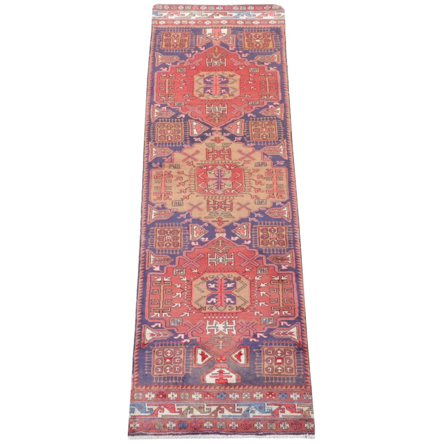 2'5 x 9'6 Hand-Knotted Caucasian Kazak Remnant Carpet Runner