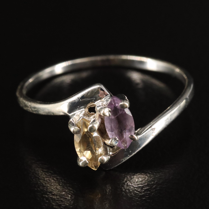 Sterling Citrine and Amethyst Ring