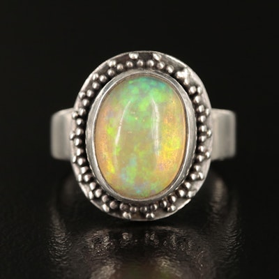 Sterling Opal Ring with Granulation Accents