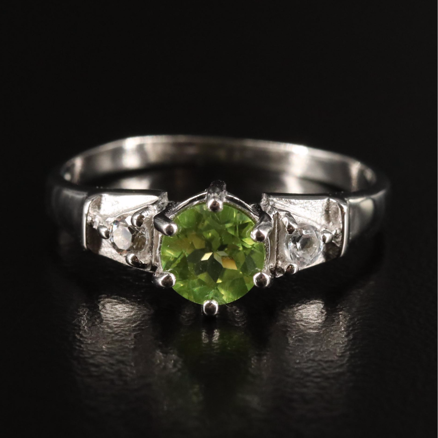 Sterling Peridot and White Topaz Ring
