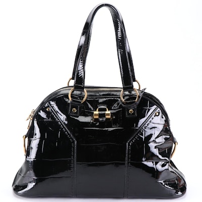Yves Saint Laurent Muse Shoulder Bag in Embossed Patent Leather