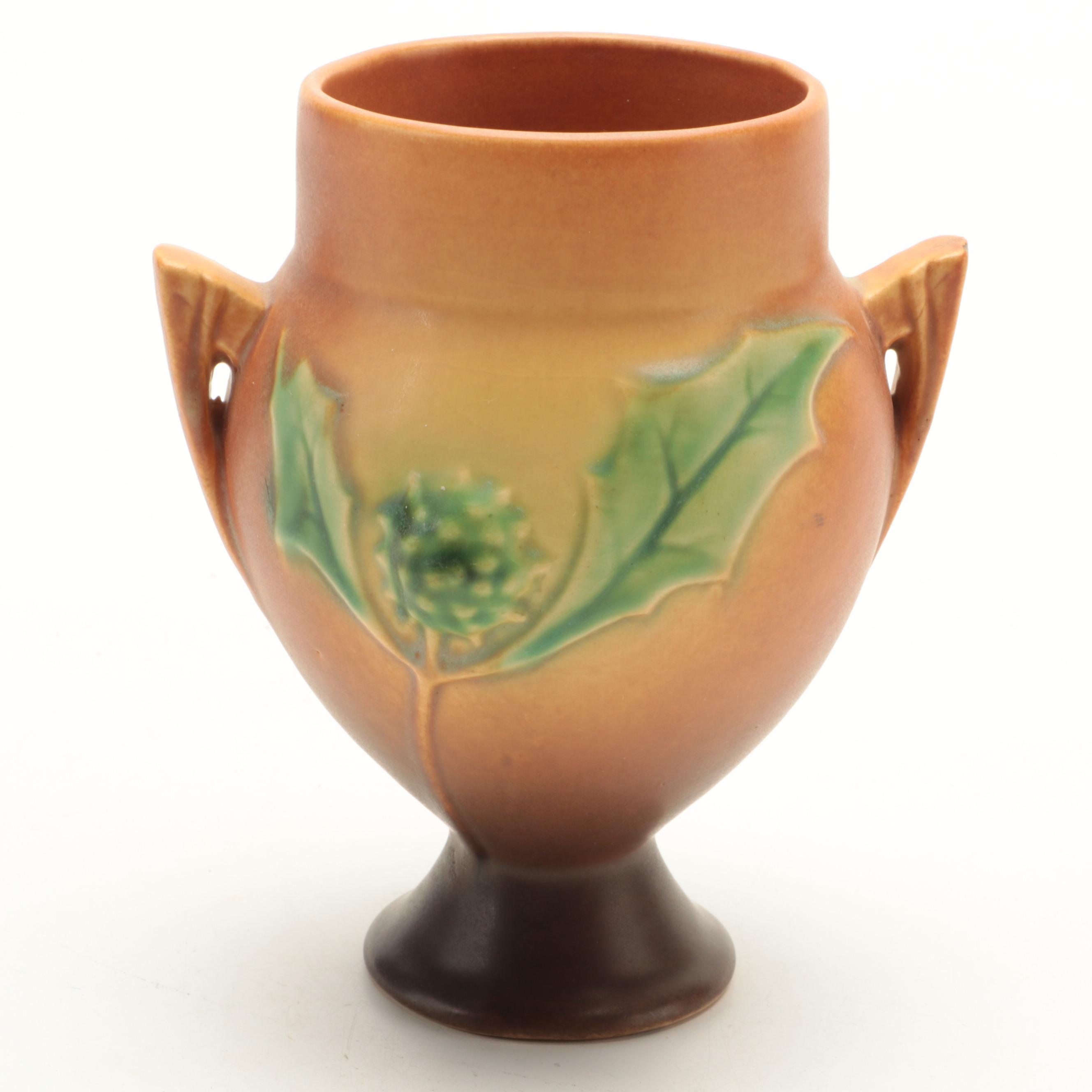Roseville Pottery "Thornapple" Handled Vase with Other Glazed Ceramic