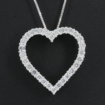 14K 1.00 CTW Lab Grown Diamond Heart Pendant Necklace with IGI Report