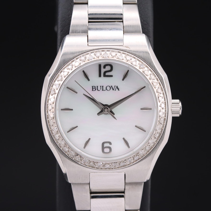 Bulova Diamond and Mother-of-Pearl Dial Wristwatch