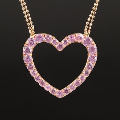 18K Rose Gold Sapphire Heart Necklace