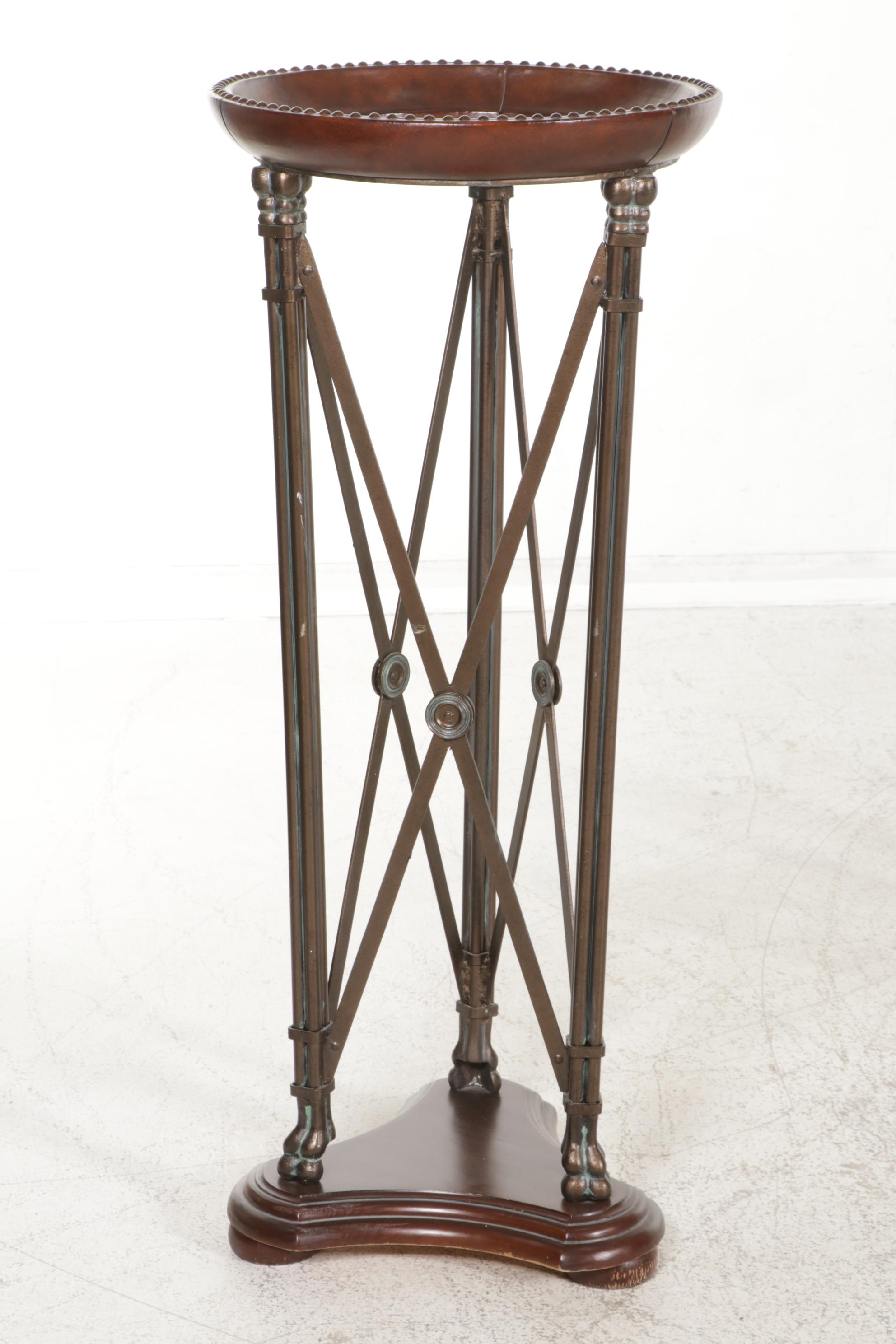 French Empire Style Patinated Metal, Glass and Wood Console Table and Fern Stand EBTH