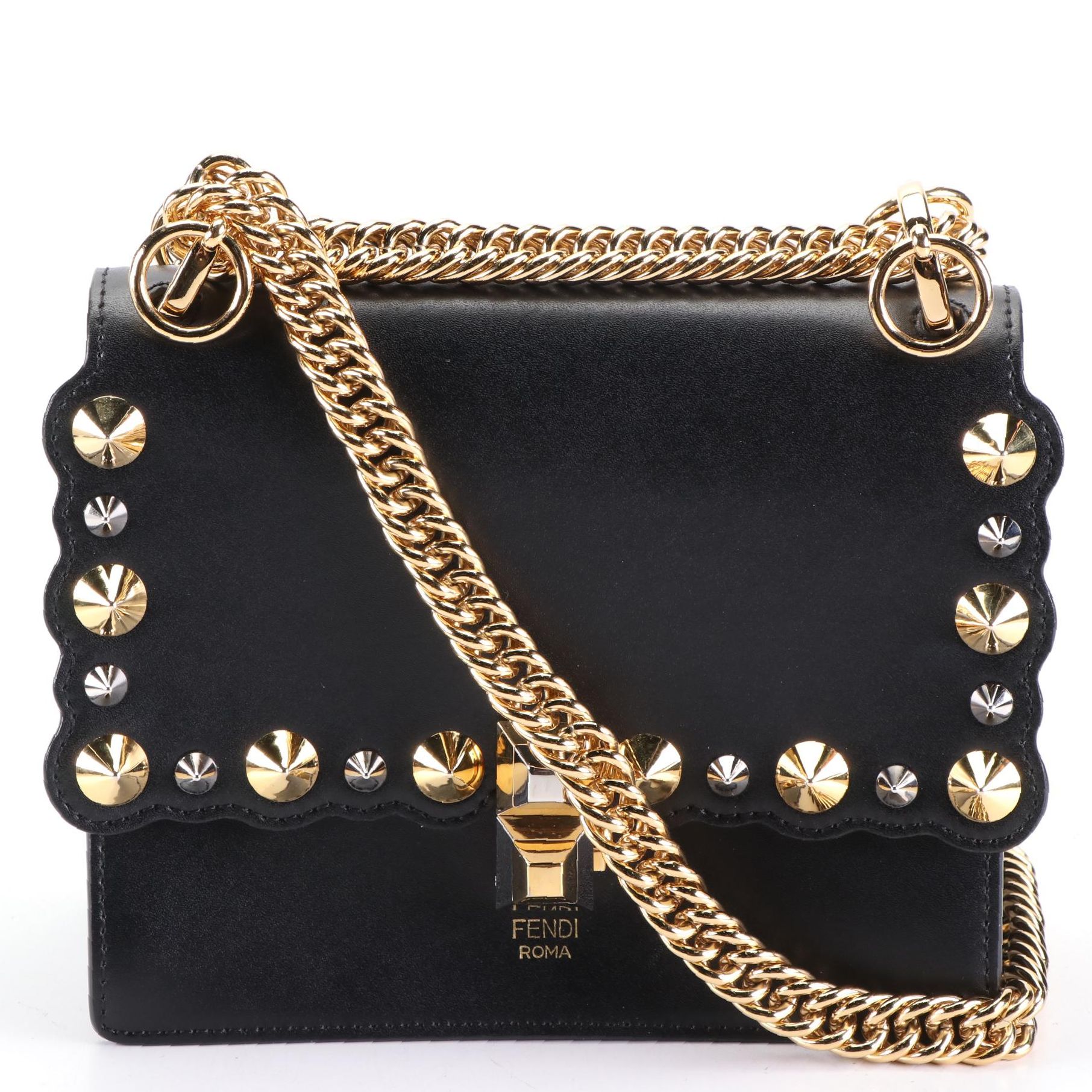Fendi Kan I Studded Leather Shoulder Bag EBTH