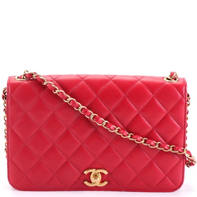 Chanel CC Flap Front Shoulder Bag in Quilted Lambskin