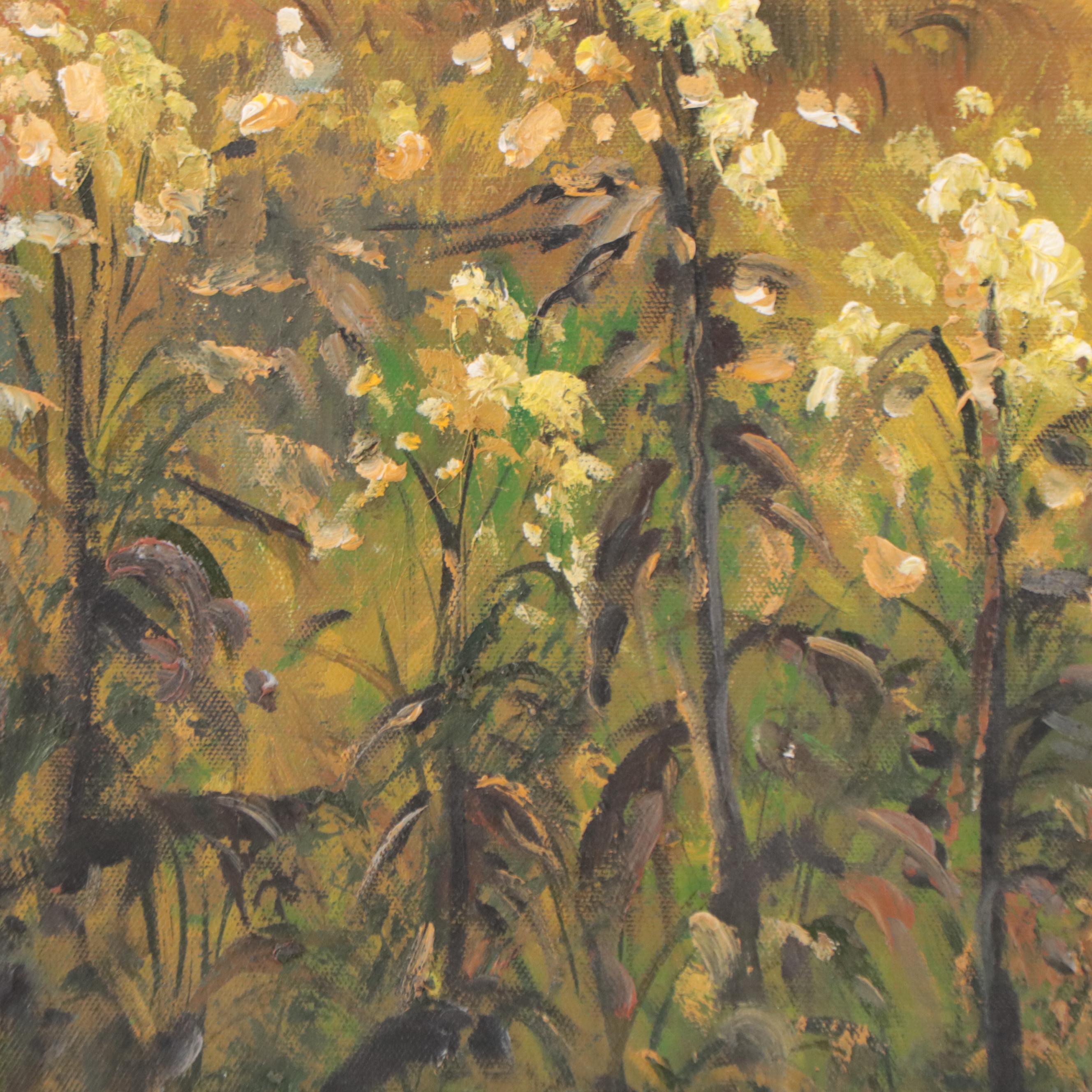 Robin White Field Landscape Oil Painting, 21st Century EBTH