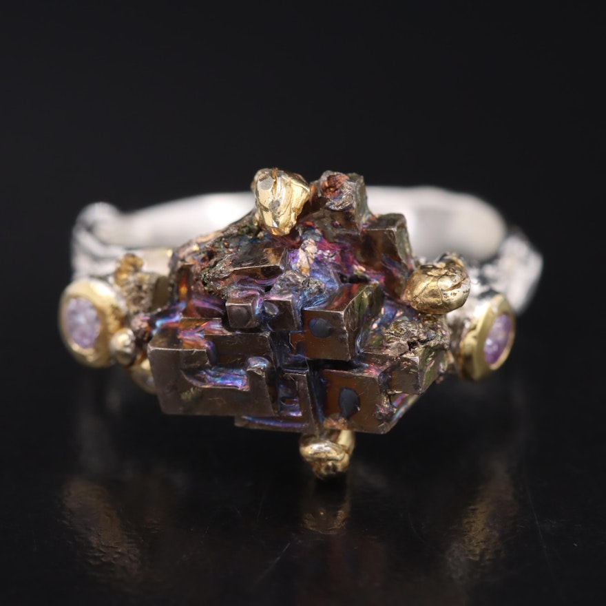 Sterling Bismuth and Cubic Zirconia Ring